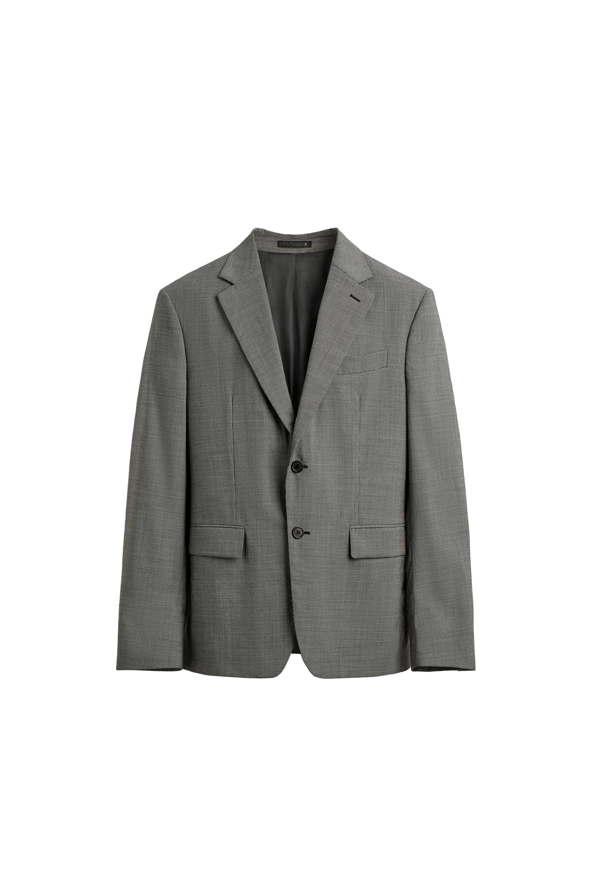 PLAID WOOL BLEND SUIT JACKET